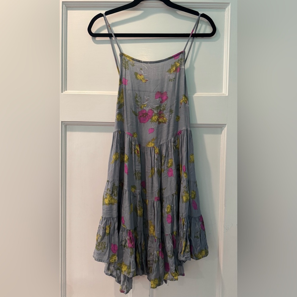 Intimately by Free People Circle of Flowers Ruffled Mini Dress with Lace-up Back